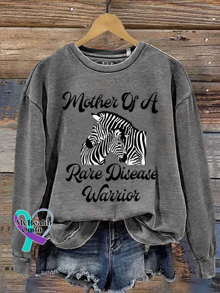 Mother Of A Rare Disease Warrior Care For Rare Zebra Ribbon Awareness Casual Sweatshirt Grey / S
