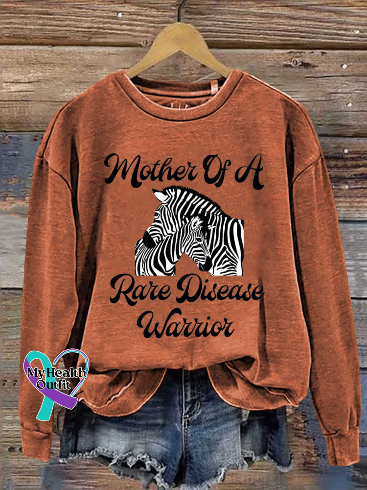 Mother Of A Rare Disease Warrior Care For Rare Zebra Ribbon Awareness Casual Sweatshirt Orange / S