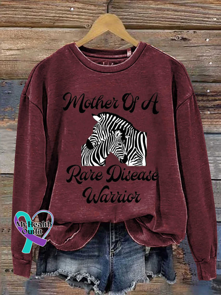 Mother Of A Rare Disease Warrior Care For Rare Zebra Ribbon Awareness Casual Sweatshirt Red / S