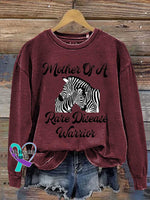 Mother Of A Rare Disease Warrior Care For Rare Zebra Ribbon Awareness Casual Sweatshirt Red / S