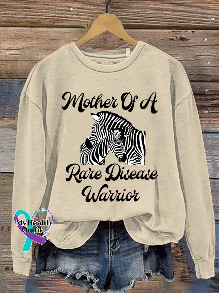 Mother Of A Rare Disease Warrior Care For Rare Zebra Ribbon Awareness Casual Sweatshirt Sand / S