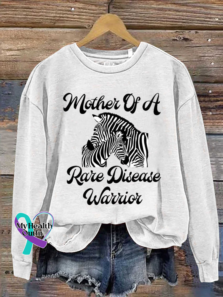 Mother Of A Rare Disease Warrior Care For Rare Zebra Ribbon Awareness Casual Sweatshirt White / S