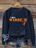 Multiple Sclerosis Awareness I Am A Warrior Print Casual Sweatshirt Blue / S