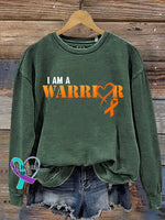 Multiple Sclerosis Awareness I Am A Warrior Print Casual Sweatshirt Green / S
