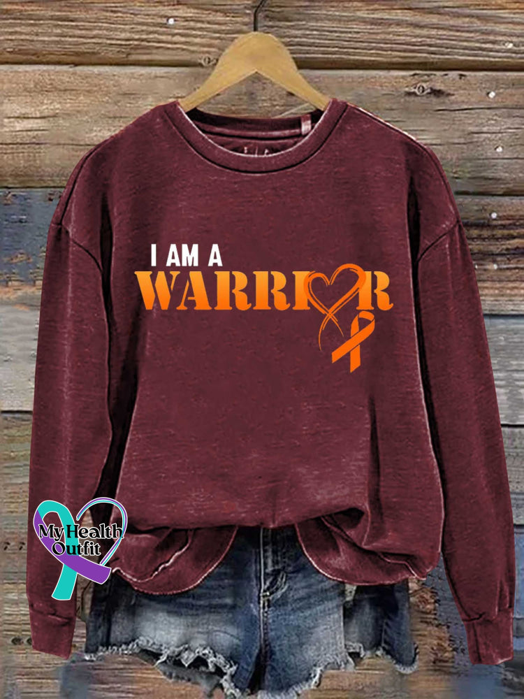 Multiple Sclerosis Awareness I Am A Warrior Print Casual Sweatshirt Red / S