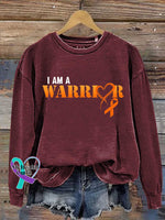 Multiple Sclerosis Awareness I Am A Warrior Print Casual Sweatshirt Red / S