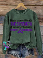 Never Underestimate The Strength Of Someone Batting Epilepsy Epilepsy Awareness Crew Neck Sweatshirt Green / S