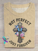 Not Perfect Just Forgiven Vintage Art Print T-shirt Apricot / S