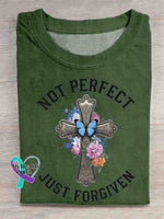 Not Perfect Just Forgiven Vintage Art Print T-shirt Green / S