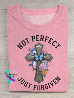 Not Perfect Just Forgiven Vintage Art Print T-shirt Pink / S