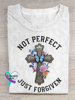 Not Perfect Just Forgiven Vintage Art Print T-shirt White / S