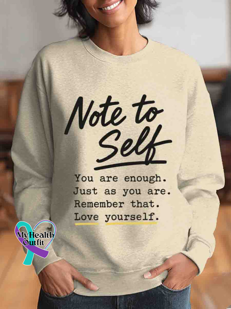 Note To Self Mental Health Awareness Art Vintage Print Casual Sweatshirt Apricot / S