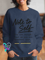 Note To Self Mental Health Awareness Art Vintage Print Casual Sweatshirt Blue / S