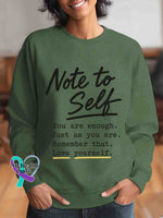 Note To Self Mental Health Awareness Art Vintage Print Casual Sweatshirt Green / S