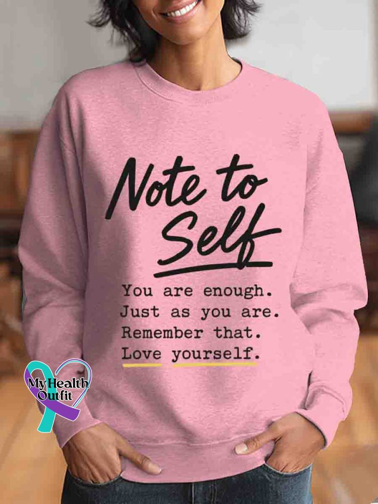 Note To Self Mental Health Awareness Art Vintage Print Casual Sweatshirt Pink / S