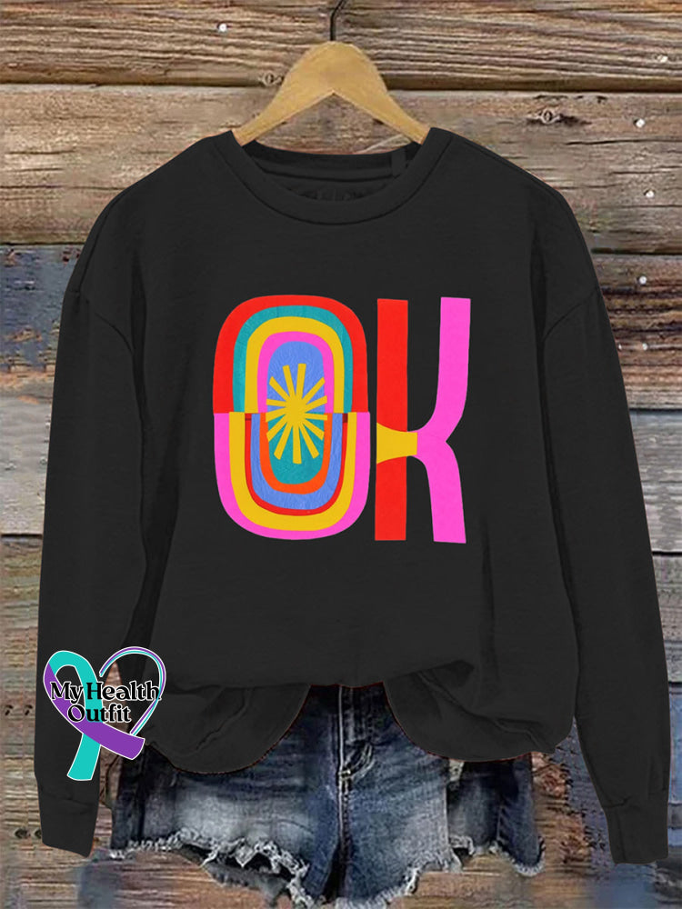 Ok Crew Neck Casual Sweatshirt Black / S