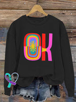 Ok Crew Neck Casual Sweatshirt Black / S