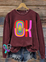 Ok Crew Neck Casual Sweatshirt Claret / S