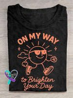 On My Way To Bright Your Day Art Print T-shirt Black / S