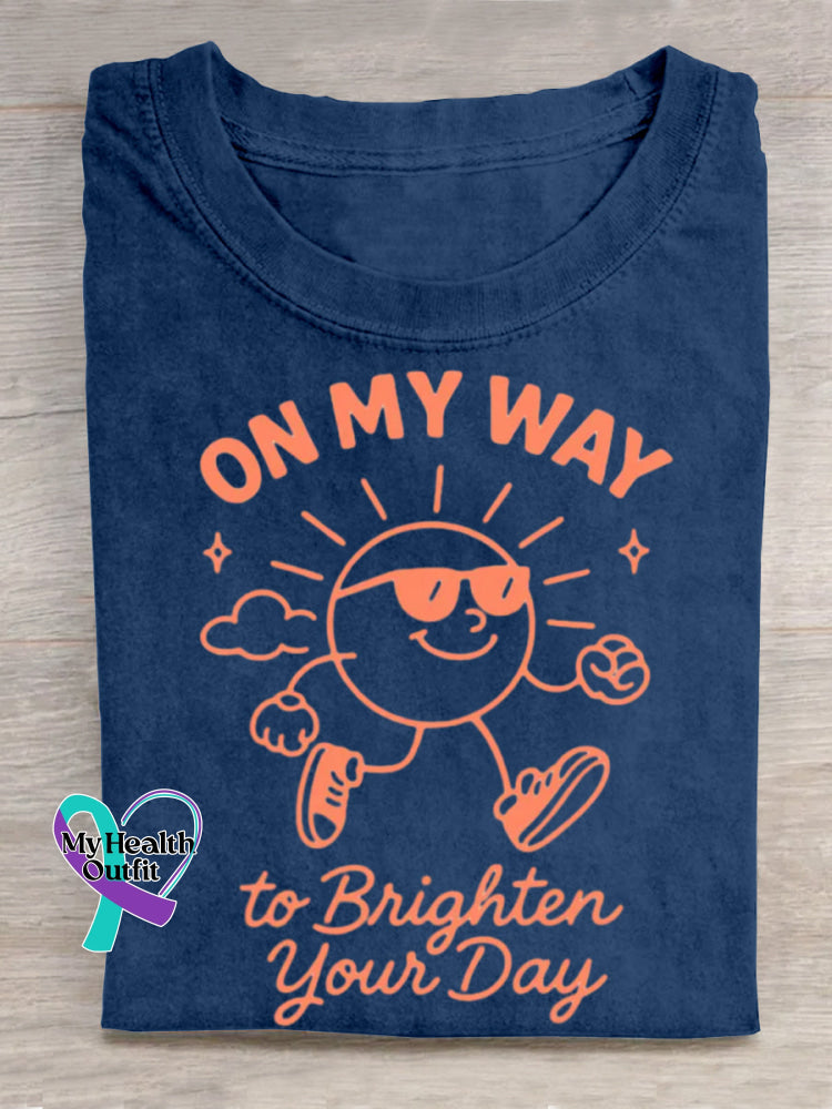 On My Way To Bright Your Day Art Print T-shirt Blue / S