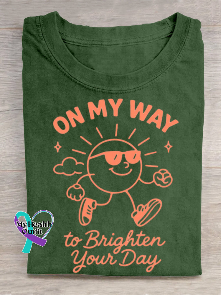 On My Way To Bright Your Day Art Print T-shirt Green / S