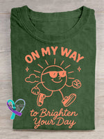 On My Way To Bright Your Day Art Print T-shirt Green / S