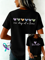 One Day At A Time You Matter Print T-shirt Black / S