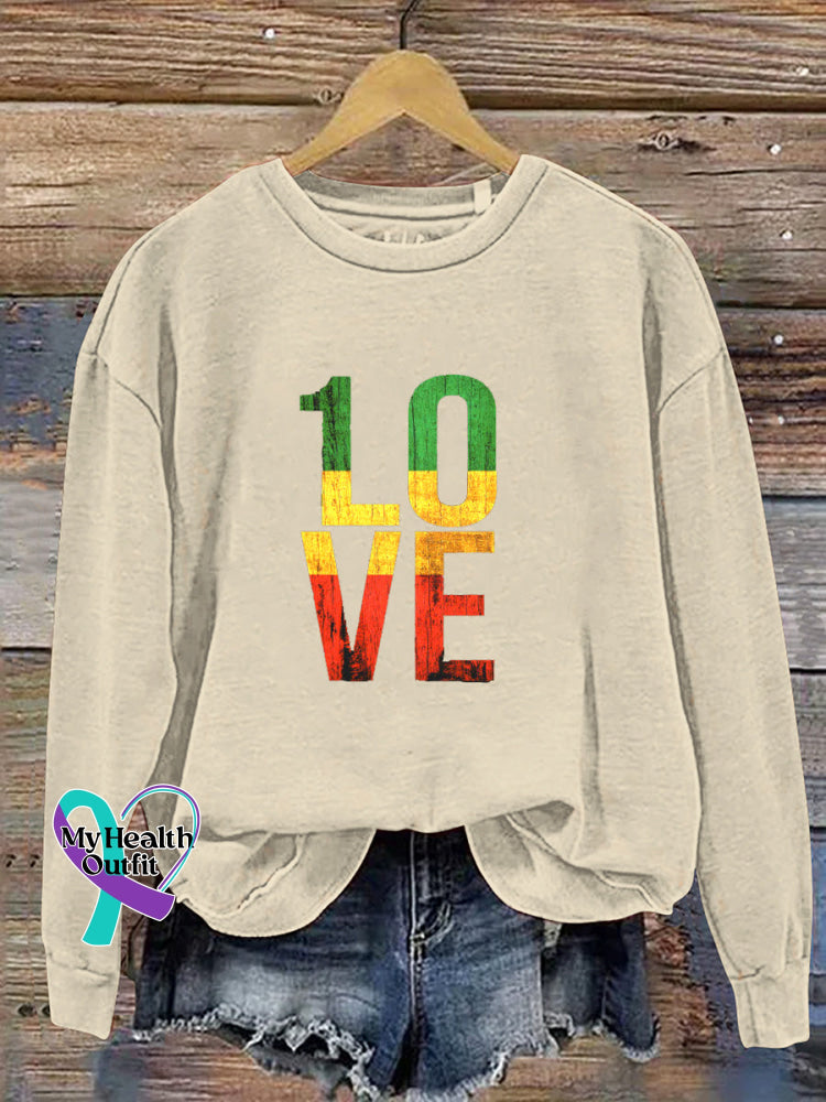 One Love Retro Reggae Casual Sweatshirt Apricot / S