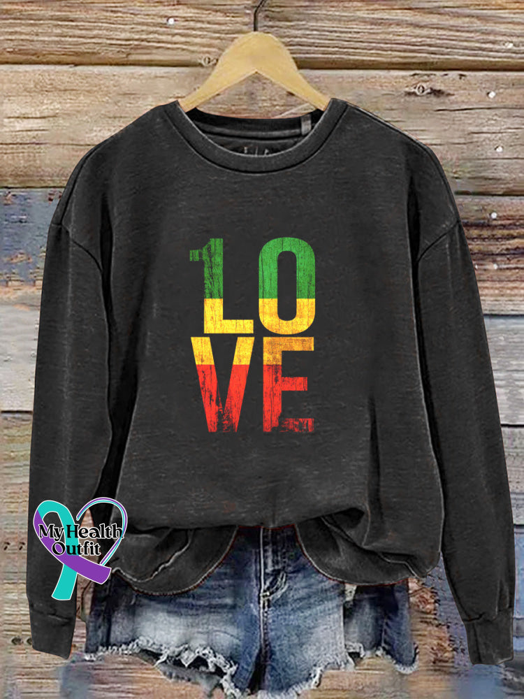 One Love Retro Reggae Casual Sweatshirt Black / S