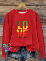 One Love Retro Reggae Casual Sweatshirt Red / S