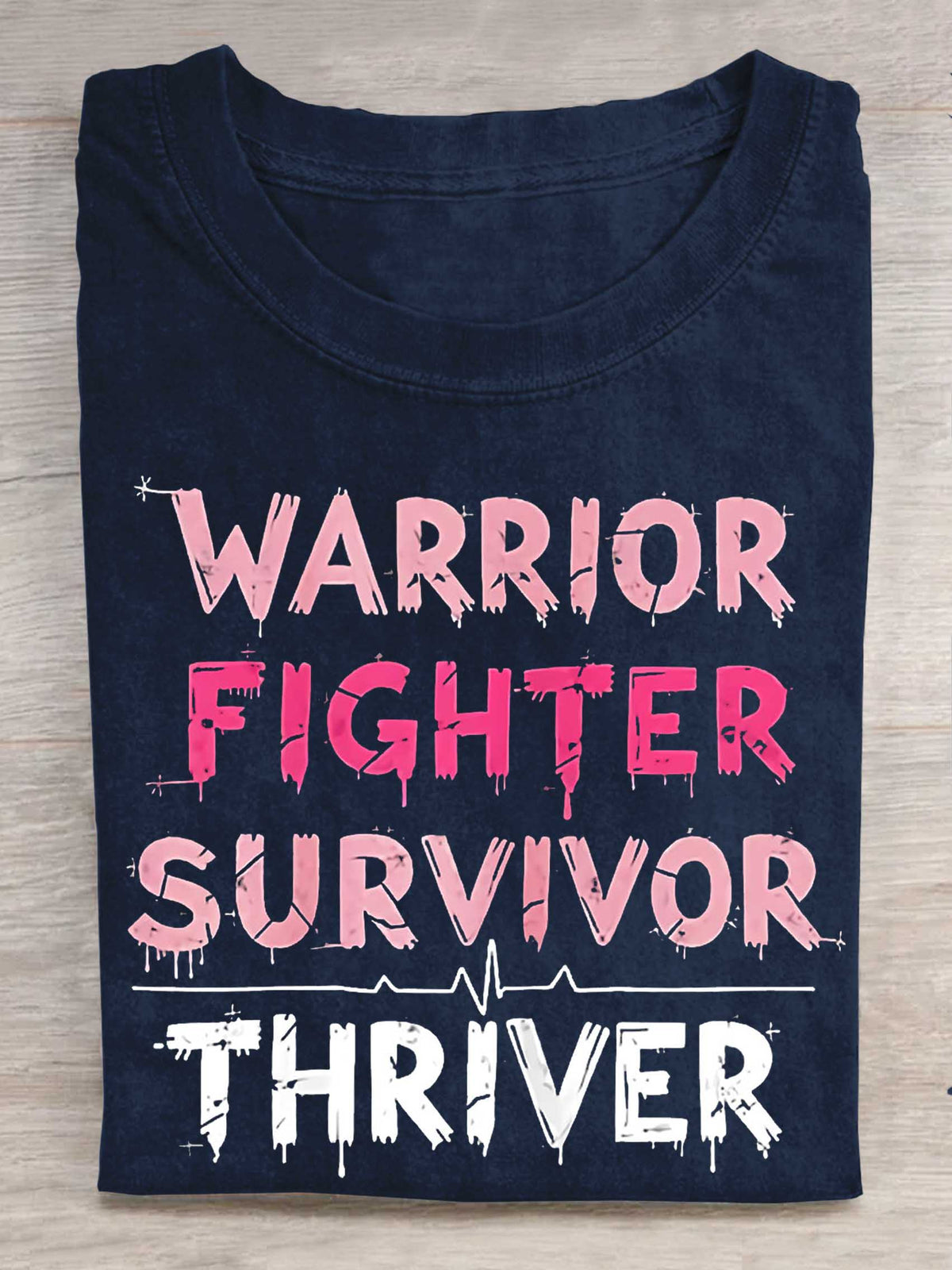 Warrior Fighter Survivor Thriver Breast Cancer Awareness Print T-shirt