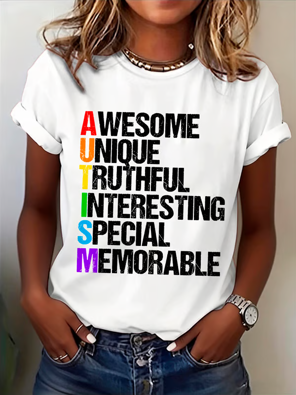 Autism Awareness Awesome Unique Truthful Interesting Special Memorable Print T-shirt