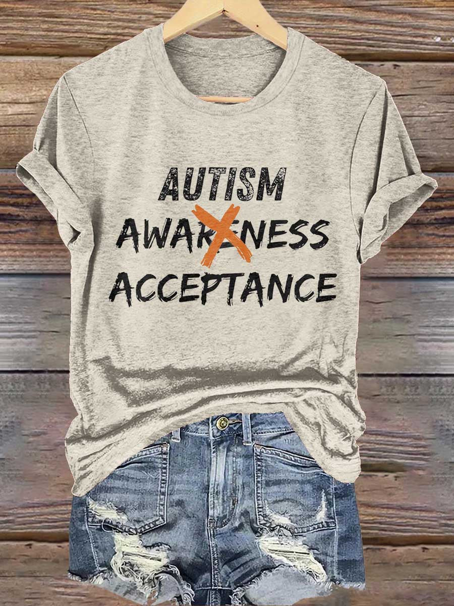 Autism Awareness Acceptance Print T- Shirt