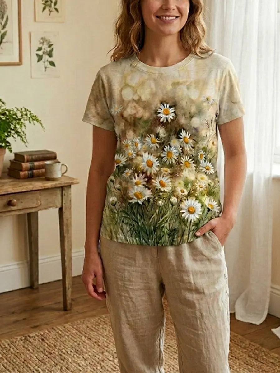 Daisies Floral Print Shirt, Healing Shirt, Art Gift