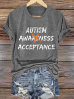 Autism Awareness Acceptance Print T- Shirt