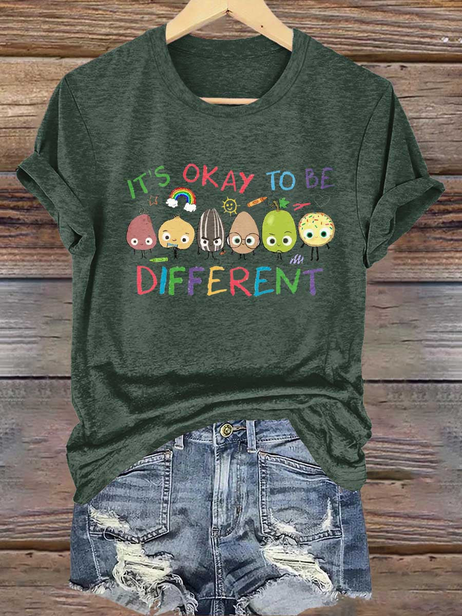 It's Okay To Be Different Autism Awareness Print T-shirt