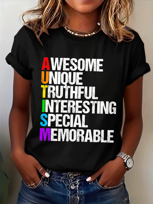 Autism Awareness Awesome Unique Truthful Interesting Special Memorable Print T-shirt