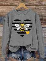 Bee Art Print Casual Sweatshirt