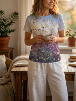 Purple & White Wildflower Print Shirt, Healing Shirt, Art Gift