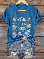 Autism Awareness It's Ok To V-neck Casual T-shirt