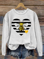 Bee Art Print Casual Sweatshirt