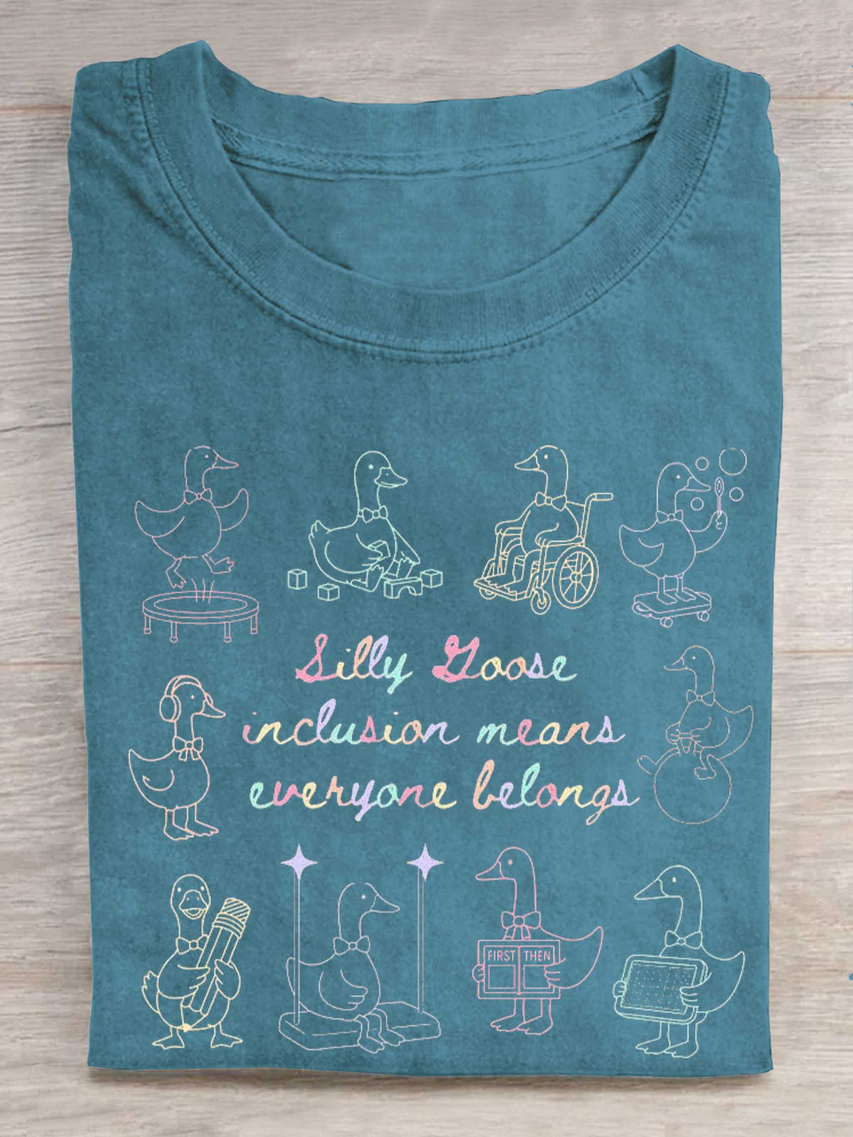 Silly Goose Inclusion Means Everyone Belongs Print T-shirt