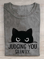 Judging You Silently Cat Art Print T-shirt