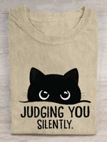 Judging You Silently Cat Art Print T-shirt