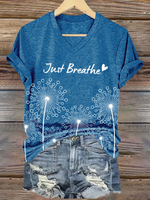 Just Breathe Dandelion V-neck Casual T-shirt