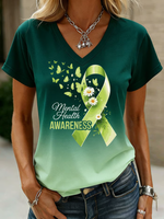 Mental Health Awareness V-neck Casual T-shirt