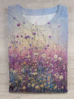 Purple & White Wildflower Print Shirt, Healing Shirt, Art Gift