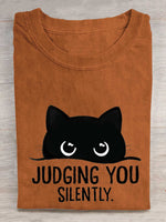 Judging You Silently Cat Art Print T-shirt