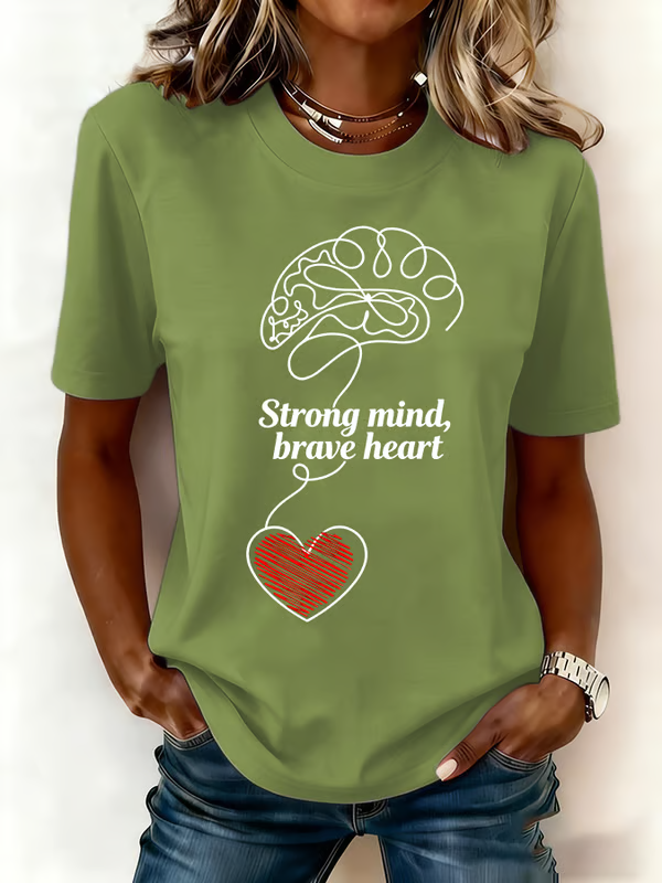Strong Mind, Brave Heart Print T-shirt