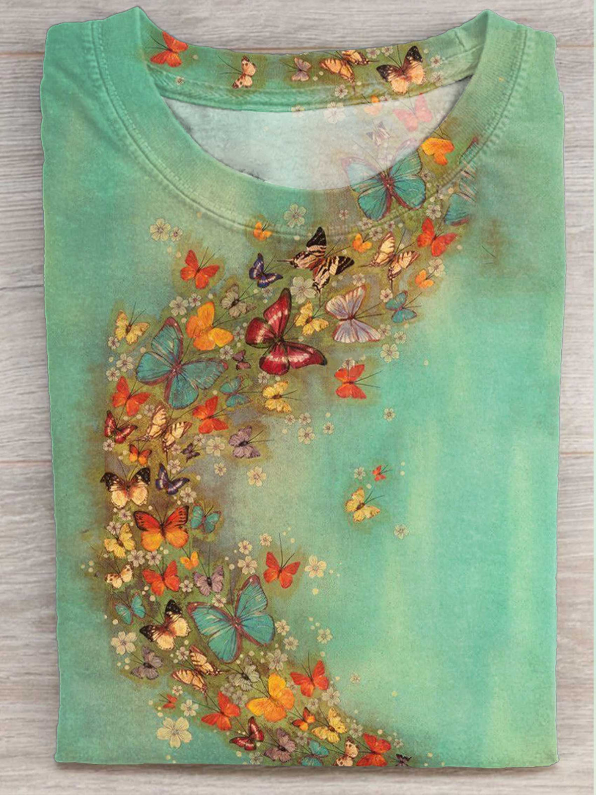 Butterflies Floral Print T-shirt